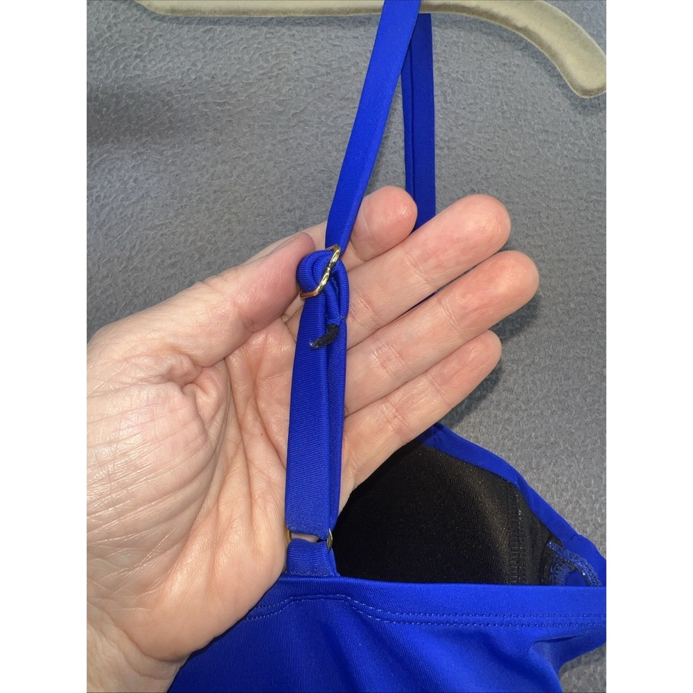 Inches Away Swimsuit Womens Sz 16 Blue One Piece Ruched Sliming Lined - Picture 6 of 11